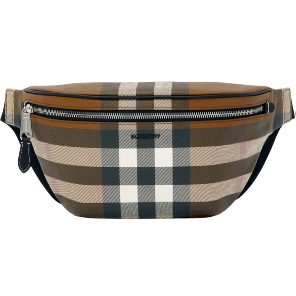 Burberry Cason Check & Canvas Leather Belt Bag